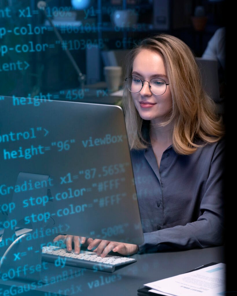 person front computer working html